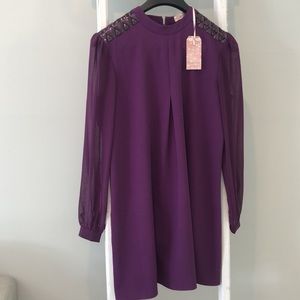 Traffic People NWT purple embellished mini dress Med